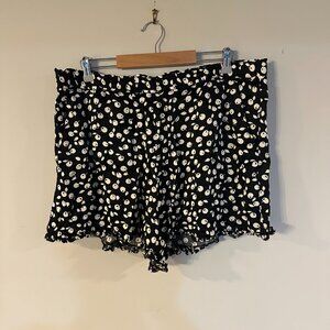 Black and White Cherry Print Ruffled Hem Shorts by Maeve at Anthropologie
